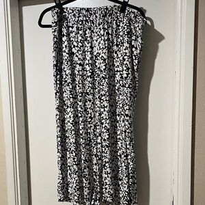 Woman Within Black and White Floral Maxi Skirt